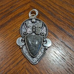 Butterfly Pendant-925 Stamped with large stone